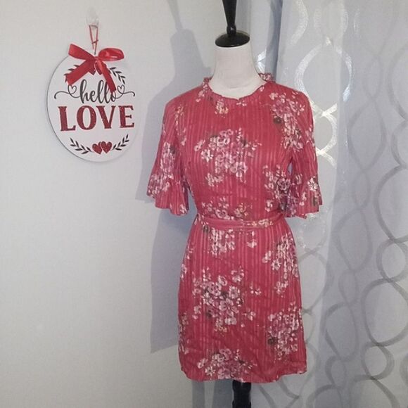 LOFT Red Floral Mini Dress Size S petite. - Picture 2 of 7